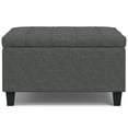 thumbnail image 4 of Harrison 30 inch Wide Transitional Small Square Coffee Table Storage Ottoman in Slate Grey Linen Look Fabric, 4 of 12