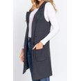 thumbnail image 2 of Women's Sleeveless Notched Collar Long Knit Sweater Vest with Side Pockets, 2 of 4