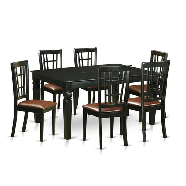 Faux Leather Dining Room Sets Small Kitchen Table & 6
