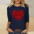 thumbnail image 5 of Dasayo Blue Ladies Tops Cute Valentine's Day 3/4 Sleeve Blouses Heart Spring Comfortable Tops Women's Blouses XL, 5 of 5
