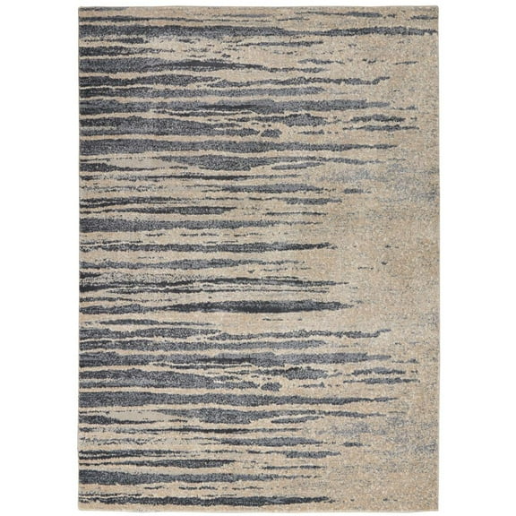 Nourison Home Moroccan Celebration Abstract Stripe Area Rug Blue/Beige 5'3" x 7'3"