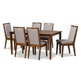 thumbnail image 2 of Baxton Studio Rosa Modern and Contemporary Grey Fabric Upholstered and Walnut Brown Finished Wood 7-Piece Dining Set, 2 of 7
