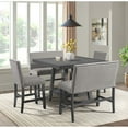 thumbnail image 3 of Picket House Furnishings Hester Counter Bench - Upholstered Back in Grey, 3 of 11