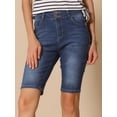 thumbnail image 2 of DARING DIVA Women's Mid Rise Waist Denim Bermuda Shorts with Pockets XS Blue, 2 of 6