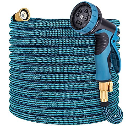 Retractable Hose Expands 3 Times Easy Storage and Usage Leakproof Flexible Water Hose Design with Solid Brass Connectors Toolasin Expandable Garden Hose 50ft with 10 Function Spray Nozzle
