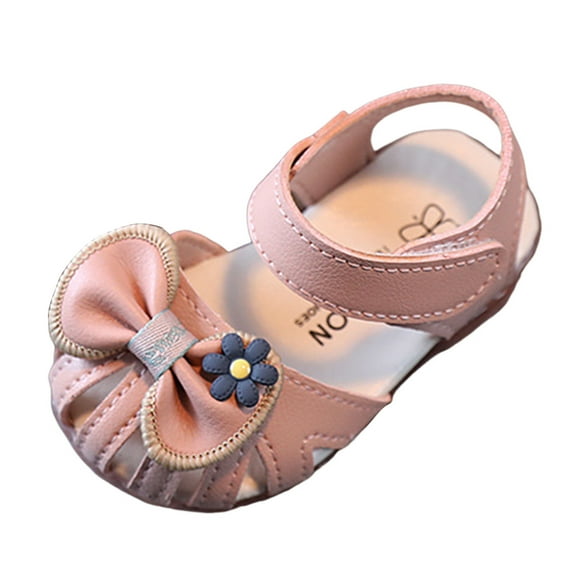 WUANDIXFA Girls Toddler/Little Kid Closed-Toe Flower Summer Dress Sandals Shoes (Pink, 6.5)