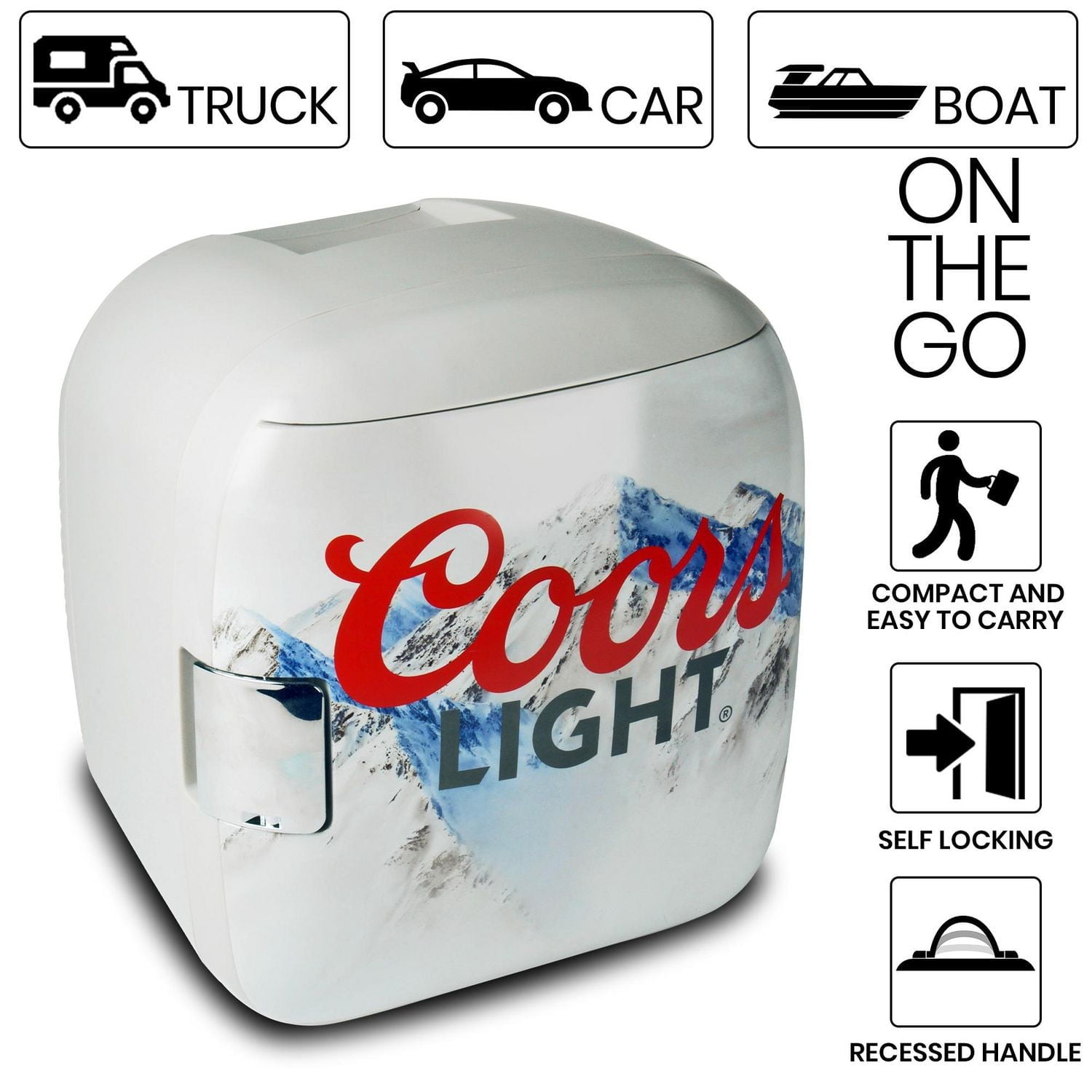 Coors Light 7.9L Mini Fridge, Portable 12 Can Cooler/Warmer for Travel, Home, Office- Gray