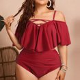 thumbnail image 2 of Elegante traje de baño informal de talla grande con volantes para mujer, sin cintura, color sólido, cómodo bikini OAVQHLG3B Store lin121212, 2 of 3