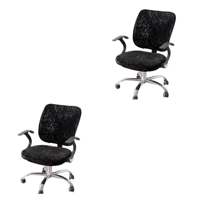 Paquete de 2 fundas para sillas de oficina Naiovety tipo dividido terciopelo Negro