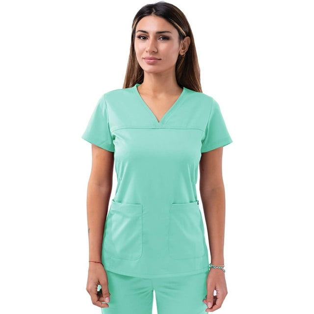 Adar Pro Sarraus pour Femmes - Haut de Sarrau à Encolure Cœur en V - P4210 - Aqua - TG