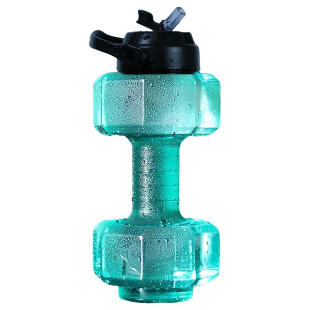 Botellas de agua potable con forma de mancuerna de copa ecológica PET de gran capacidad 2600ML verde Cola Hervidor con mancuernas