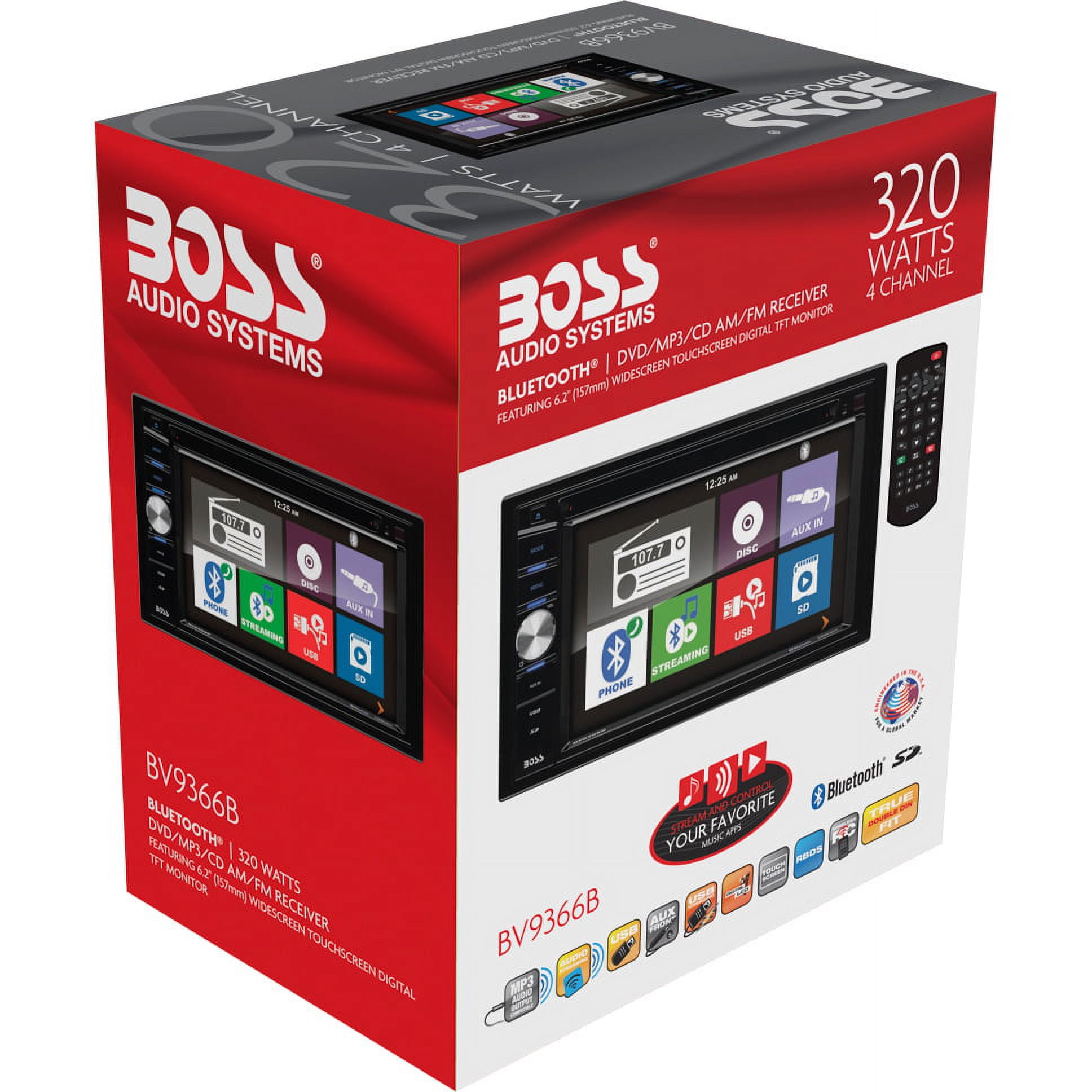 Boss Audio BV9366B Double DIN DVD/CD/USB/SD Player 6.2