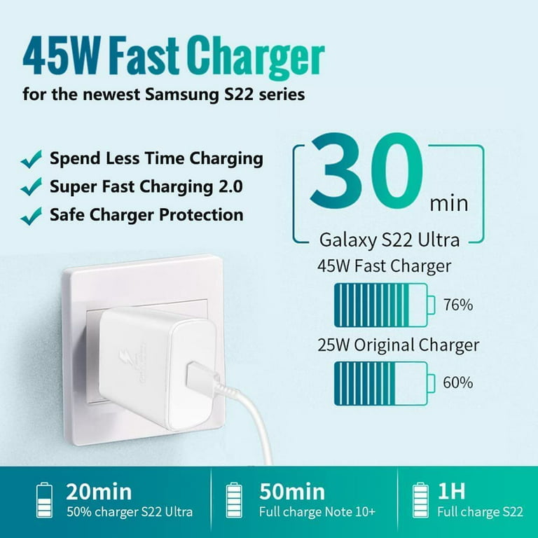 Chargeur officiel Samsung Galaxy S20 Plus 45W super rapide – Blanc