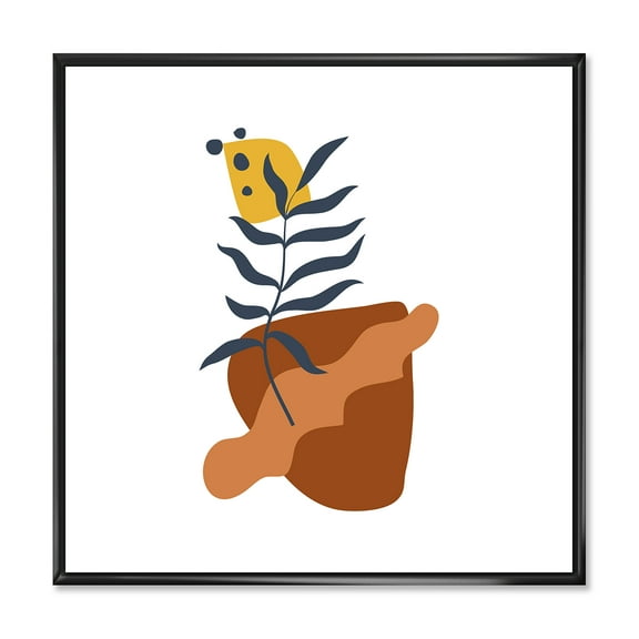 Designart 'Abstract Flowers Plants With Elementary Shapes VI' Modern Framed Canvas Wall Art Print