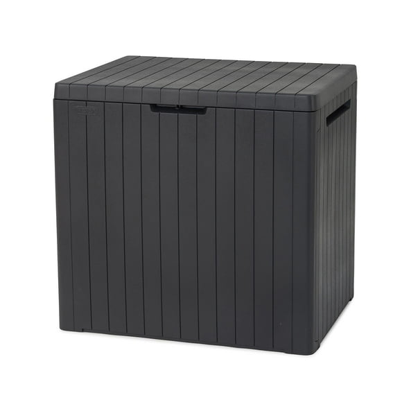 Keter City 30 Gallon Resin Deck Box for Patio Furniture, Pool Accessories, and Storage for Outdoor Toys, Graphite