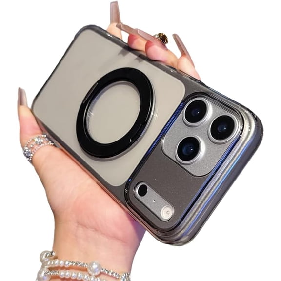 Matte Ring Bracket Slim Thin Shockproof Magnetic Phone Case for iPhone, Compatible with (iPhone 17 Pro Max,Black)