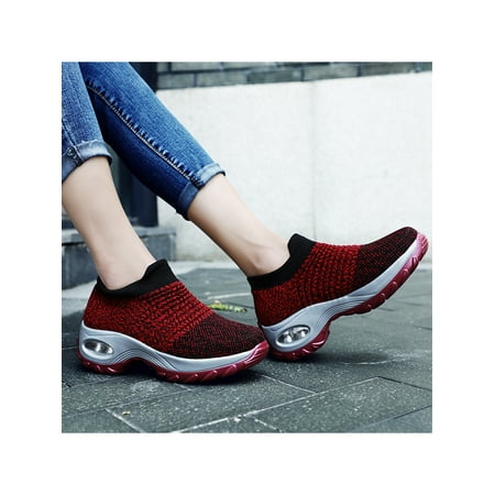 

Lacyhop Women s Wedge Air Cushion Sneakers Outdoor Running Jogging Walking Sock Shoes Slip On