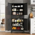thumbnail image 2 of 71" Tall Pantry Storage Cabinet with Drawer and Adjustable Shelves, Freestanding Tall Kitchen Cupboard Storage Cabinet for Kitchen,Dining Room, Living Room, Black, 2 of 7