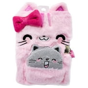 Claire's Girls Cat Plush Lock Diary, Lock with 2 Keys and Mini Notebook with 100 Pages