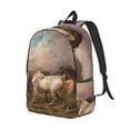 thumbnail image 2 of Balery Three Horses Oil Painting Vintage Canvas Backpack for Men and Women - Large Capacity, Durable Travel Laptop Bag for School, Work, Hiking, and Outdoor Activities, 2 of 7