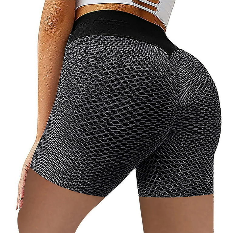 RQYYD Clearance Women Booty Shorts Butt Lifting High Waist Tummy Control  Short Leggings Workout Running Gym Textured Ruched Shorts(Blue,XXL) 