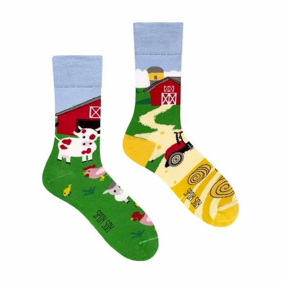 SPOX SOX - Mens & Ladies Mismatched Novelty Odd Socks - Farm