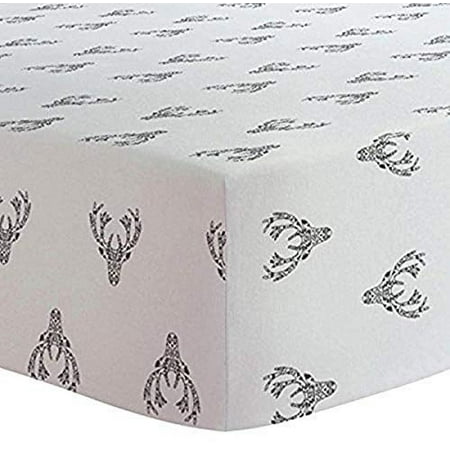 UPC: 0064408627566 | Kushies Crib Sheet Flannel – Deer Black/White