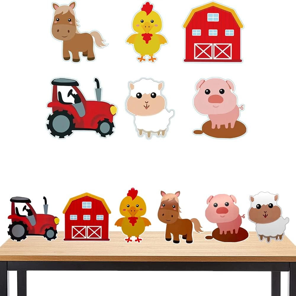6 Pcs Farm Themed Party Supplies Farm Animals Centerpieces Ornament Indoor and Outdoor Table Decorations for Farm Animals 3D Table Decoration