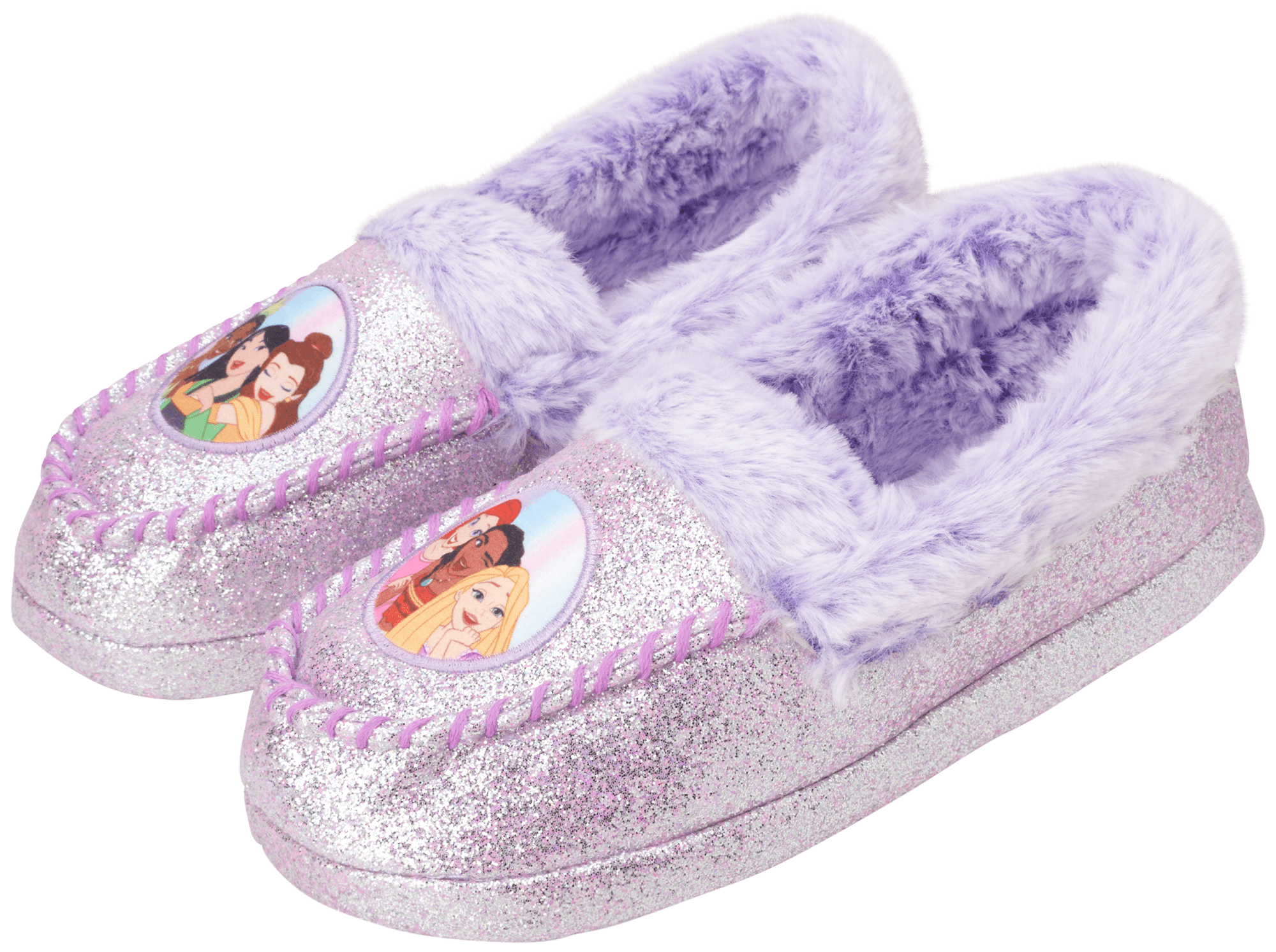 Disney Girls' Princesses Slippers Fuzzy Slipper Moccasins NonSkid