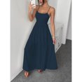 thumbnail image 6 of Navy Blue Womens Backless Spaghetti Strap Maxi Dress With Cross-Back Detail, 6 of 8