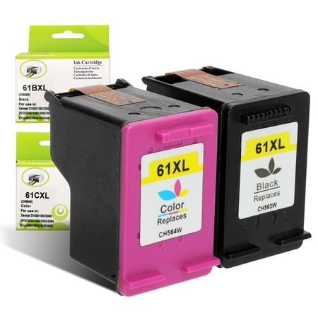 61XL Ink Cartridge Combo Pack High Yield Replacement for hp Ink 61, 61XL Ink Works with hp Envy 4500 5530 5534 4502 Deskjet 1000 1010 2540 3000 3510 Officejet 4630 4635 Printer (1 Black, 1 Tri-Color)