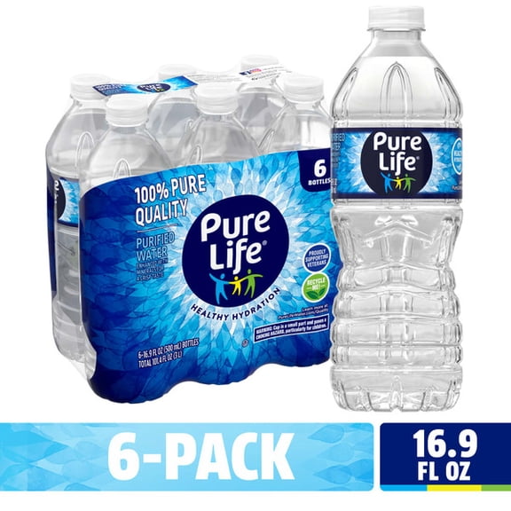 Pure Life Purified Water – 16.9 fl oz (500 mL) Bottles, 6 Pack 💧📦
