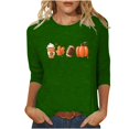 thumbnail image 1 of KIHOUT Hauts en Liquidation, Chemises à Manches 3/4 pour Femmes Blouse Imprimée Graphique d'Automne Col Rond T-shirts Décontractés Amples Chandails en Molleton Blouse, 1 of 4