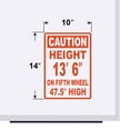 thumbnail image 2 of Caution Height 13'6" On Fifth Wheel 47.5" High Vinyl Decal Sticker - High Trailer Sign Truck Safety Decal for Dry Van and Reefer Trailers Caution Clearance Height Sign (10" x 14", Orange), 2 of 8