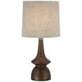 thumbnail image 2 of 360 Lighting Mid Century Modern Table Lamp 24" High Walnut Faux Wood Brown Off White Linen Drum Shade for Bedroom Living Room House Bedside Office, 2 of 8