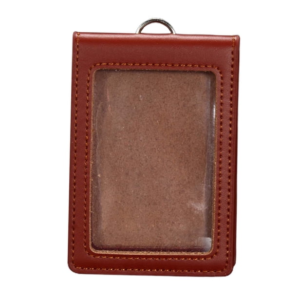 Funda para tarjetas con porta credencial, suave, reutilizable, con ventana transparente, tipo vertical Rojo marrón