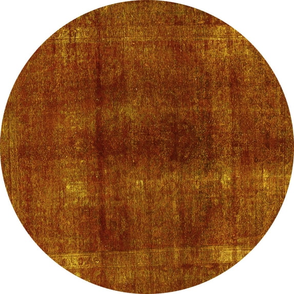 Ahgly Company Indoor Round Abstract Yellow Modern Area Rugs, 8' Round