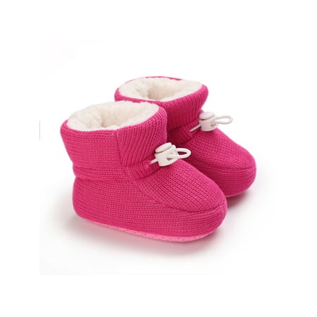 

Rotosw Newborn Boots First Walker Crib Shoes Prewalker Sock Slippers Toddler Slipper Booties Baby Anti-Slip Plush Lined Peach 4C
