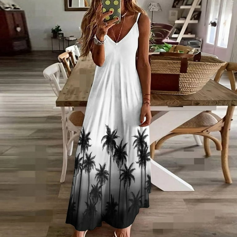 beach tree dress Palm Tree Print Beach Short tropical Dress main image 0
