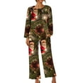 thumbnail image 7 of Feancey Pjs Sets for Women Christmas Pajama Set Holiday Novelty Print Sleepwear with Wide Leg Pants Suits Loose Fit Casual Fall Outfits Multicolor L, 7 of 7