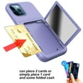 thumbnail image 3 of iPhone 12 Pro Wallet Case, iPhone 12 Case, Dteck Card Holder Cover with Hidden Mirror Dual Layer Shockproof Heavy Duty Protection All-Round Armor Protective Case for iPhone 12 / 12 Pro, Light Purple, 3 of 6