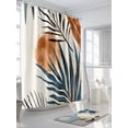 thumbnail image 3 of Bohemian Nordic Shower Curtain, Green Orange Simple Abstract Leaves Waterproof Shower Curtain Set with 12 Hooks Lightweight Washable Fabric Shower Curtains for Bathroom 36x72 Inches, 3 of 6