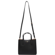 Tory Burch Womens Blake Pebbled Leather Small Tote Bag (Black)