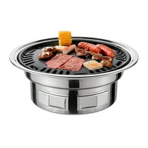 13-Inch Multifunctional Korean BBQ Charcoal Grill - Round Camping Stove with Smoker Grill Net & Tray for Courtyard, Picnic, Beach Barbecue