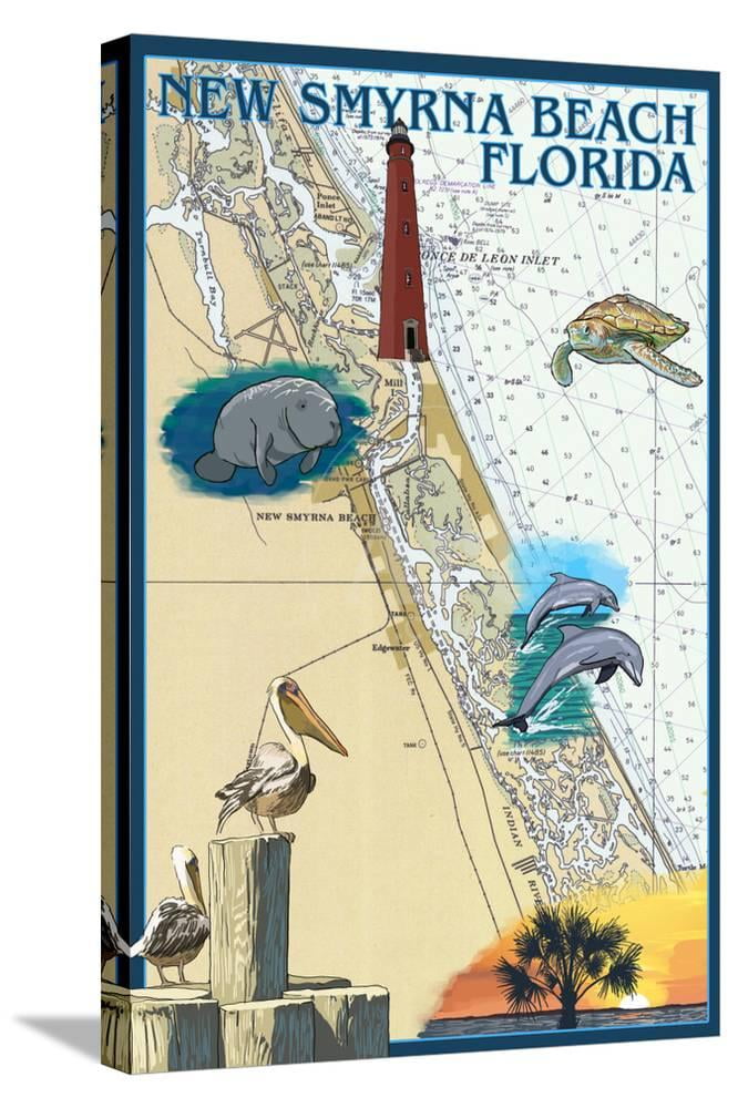 New Smyrna Beach, Florida  Nautical Chart Stretched Canvas Print Wall Art by Lantern Press Sold by Art.Com