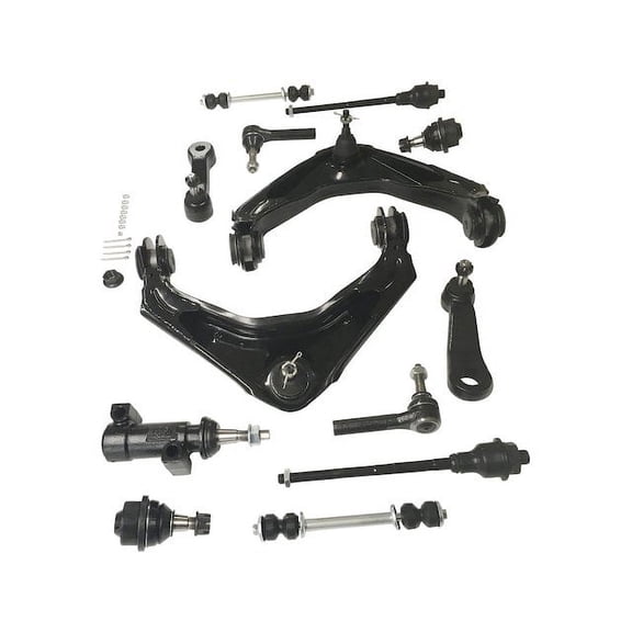 Front Control Arm, Ball Joint, Tie Rod End, Sway Bar End Link, Pitman, Idler Arm Kit - 13 Piece - Compatible with 2002 - 2006 Chevy Avalanche 2500 8.1L V8 with 8-Lug Wheels and 3-Groove Pitman Arm