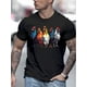 thumbnail image 1 of Camiseta informal de mezcla de poliéster. Camiseta informal de mezcla de poliéster para hombre, manga corta, cuello redondo, ligeramente elástica, estampado de alfabetos, temporada de verano, corte re, 1 of 5