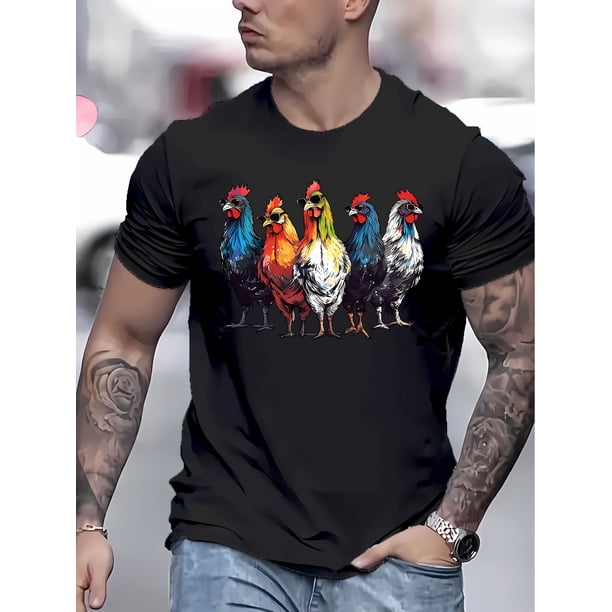 Camiseta informal de mezcla de poliéster. Camiseta informal de mezcla de poliéster para hombre, manga corta, cuello redondo, ligeramente elástica, estampado de alfabetos, temporada de verano, corte re