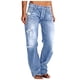 thumbnail image 3 of TaTaai Women Summer High Waist Loose Denim Pants Casual Straight Leg Distressed Design Cotton Blend Soft Breathable Trousers with Pockets Gift, 3 of 8