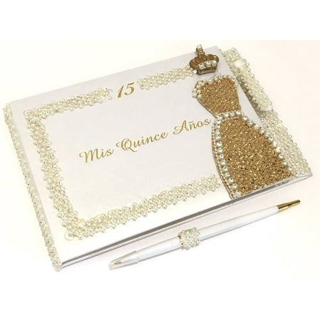 Mis Quince  Anos Quinceanera  Rhinestones Guest Book with 